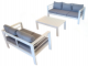 Sofagruppe/sittegruppe i aluminium (3-seter, 2-seter og bord) - hvit - Sommerbutikken AS