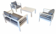 Sofagruppe/sittegruppe i aluminium (2-seter, 2 stk stoler og bord)-Hvit