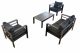 Sofagruppe/sittegruppe i aluminium (2-seter, 2 stk stoler og bord)-Sort