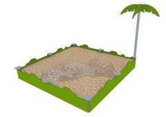 Firkantet sandkasse med fossil - 3,74m - Sommerbutikken.no