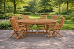 Hagemøbelsett Teak Tofte med bord og seks stoler - Sommerbutikken.no