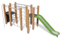 Klatrestativ med sklie i lerk - Sommerbutikken.no