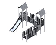 Leketårn med to tårn og sklie SMB-ZZCM/0004 - Sommerbutikken AS