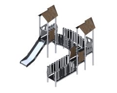 Leketårn med to tårn og sklie SMB-ZZCW-0004 - Sommerbutikken AS