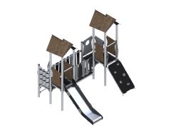 Leketårn med to tårn, sklie og klatrevegg SMB-ZZCW-0003 - Sommerbutikken AS