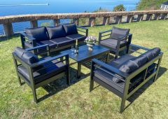 Sofagruppe/sittegruppe i aluminium (komplett) -Sort