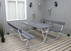 Sommerbutikken AS - Benkesett Picnic Stabil Med Rygg Askegrå