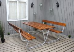 Sommerbutikken AS - Benkesett Picnic Stabil med Rygg Cappucino