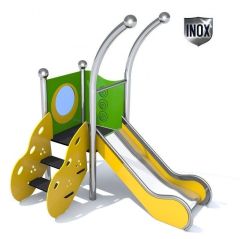 Sommerbutikken AS - Lekeplassapparat i rustfritt stål med rutsjebane