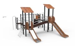 Lekeapparat Marthe med fire tårn, to sklier og mange spennende elementer - sommerbutikken.no