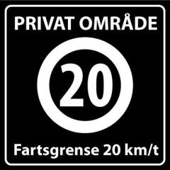 Sommerbutikken AS - Privatrettslig skilt - Fartsgrense 20 km/t