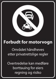 Sommerbutikken AS - Privatrettslig skilt - Forbudt for Motorvogn