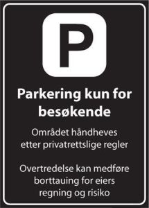 Sommerbutikken AS - Privatrettslig skilt - Parkering Kun For Besøkende