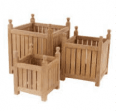 Blomsterkasse Sandefjord - 3 deler - i teak - Sommerbutikken.no