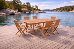 Hagemøbelsett Teak Askøy med seks stoler - Sommerbutikken.no