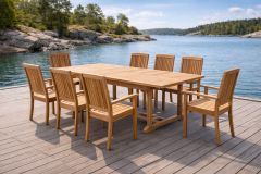 Hagemøbelsett i teak med 8 stablestoler - Sommerbutikken.no