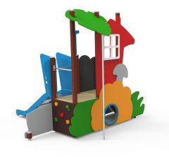 Lekeapparat med klatrevegg og sklie - Treverk - Sommerbutikken.no