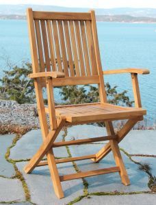 Sommerbutikken.no - Hagestol "Larkollen" med armlener i teak. 