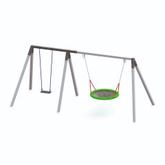Sommerbutikken AS - Huskestativ i stål for 1 huskesete og 1 fugleredehuske