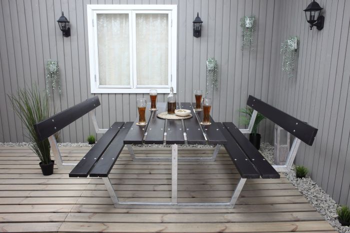 Sommerbutikken AS - Benkesett Picnic Rustik med rygg