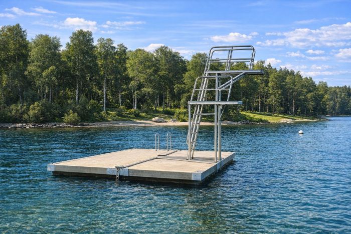 Badeplattform med stupetårn - Sommerbutikken.no