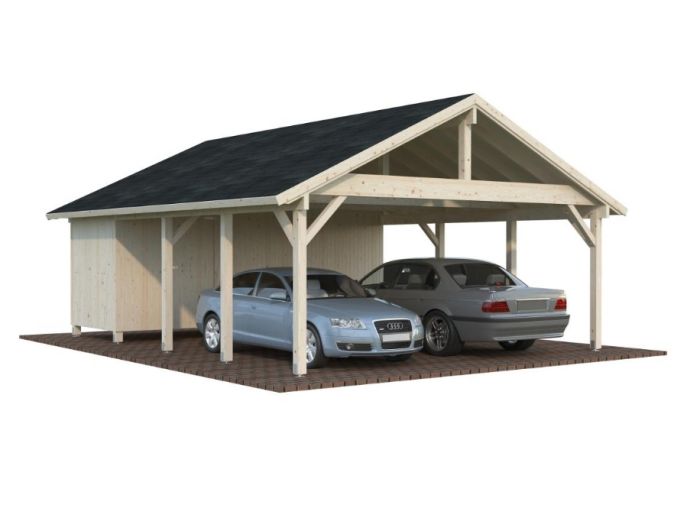 Carport Dobbel Robert 40,6kvm med bod - Sommerbutikken AS