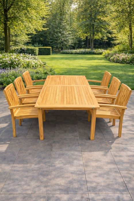 Hagemøbelsett Flaskebekk Teak med seks stoler - Sommerbutikken.no