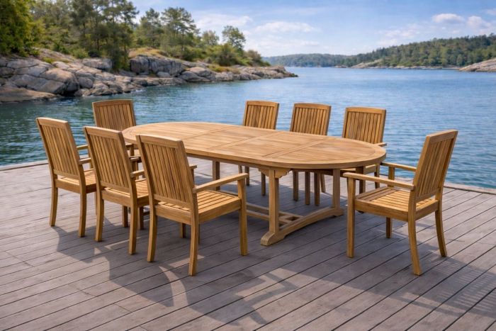 Hagemøbelsett Ostøy i teak med 8 stoler - Sommerbutikken.no