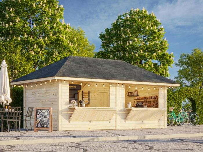 Kiosk Bianca 16,6kvm med to salgsluker - Sommerbutikken.no