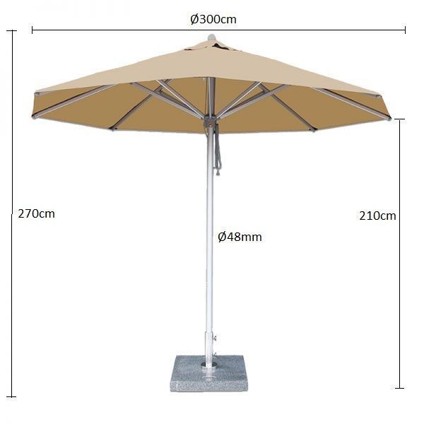 Parasoll Hurricane Aluminium - Natural Ø300cm - Sommerbutikken AS