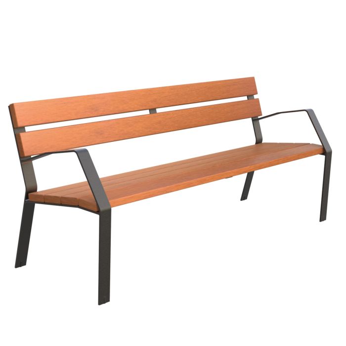 Parkbenk Citymax Oslo| 180 cm | Stål og tropisk tre | Sommerbutikken.no