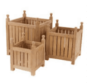 Blomsterkasse Sandefjord - 3 deler - i teak - Sommerbutikken.no