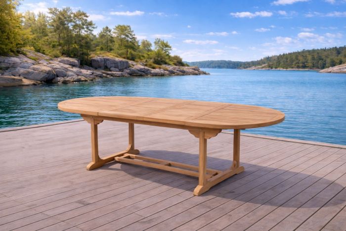 Hagebord Teak 195-295cm ovalt TGF-141 - Sommerbutikken.no