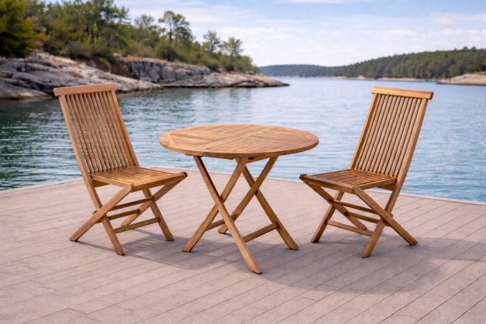 Hagemøbelsett Ø120cm i teak - Sommerbutikken.no