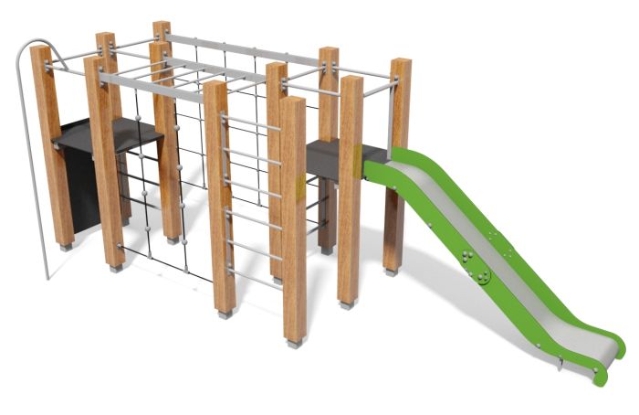 Klatrestativ med sklie i lerk - Sommerbutikken.no