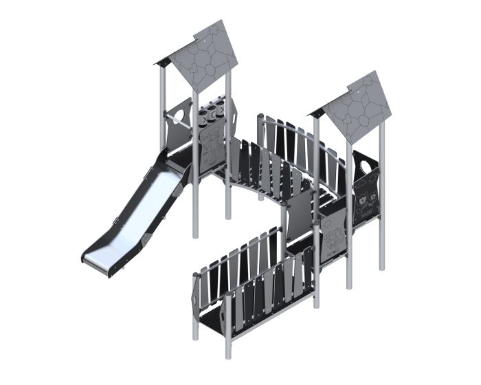 Leketårn med to tårn og sklie SMB-ZZCM/0004 - Sommerbutikken AS