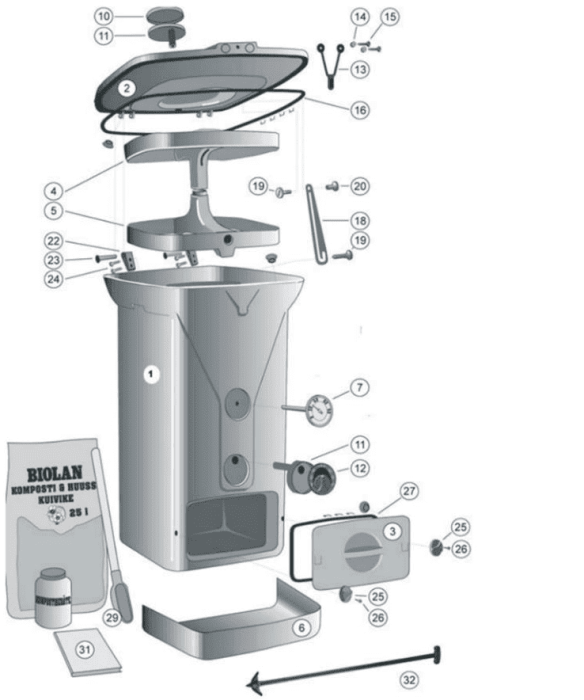 Sommerbutikken AS - Ekstradeler til gammel kompostbinge Biolan 220 
