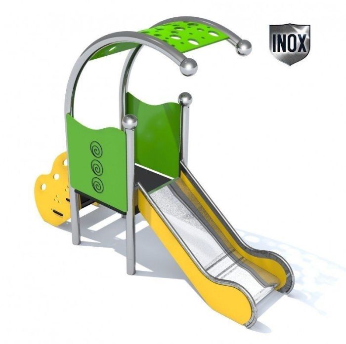 Sommerbutikken AS - Lekeplassapparat i rustfritt stål med rutsjebane