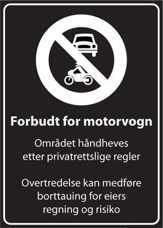 Sommerbutikken AS - Privatrettslig skilt - Forbudt for Motorvogn