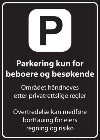 Sommerbutikken AS - Privatrettslig skilt - Parkering Kun For Beboere