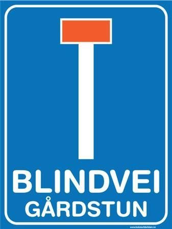 Sommerbutikken AS - Skilt - Blindvei