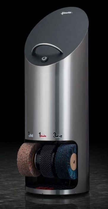 Sommerbutikken AS - Skopussemaskin Ellipse børstet stål med sort lær